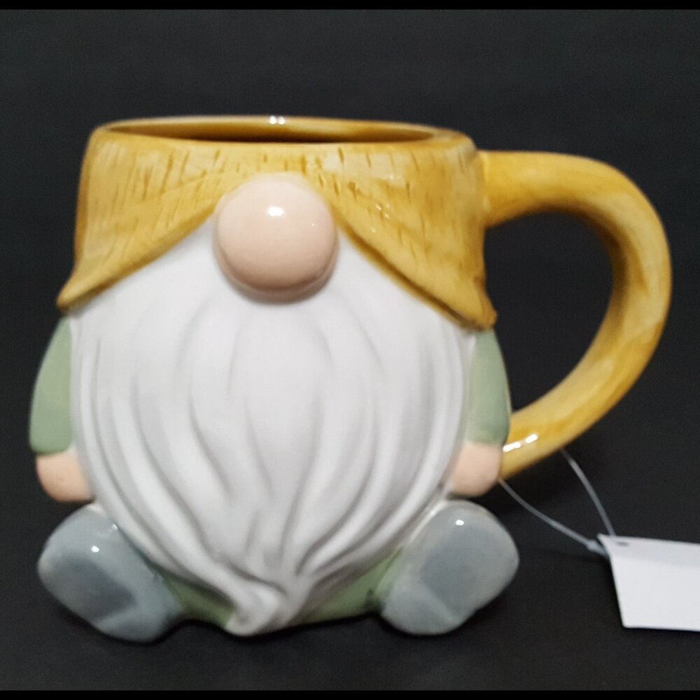 NEW Hobby Lobby Yellow Figural Autumn Gnome Mug 17 Oz Ceramic